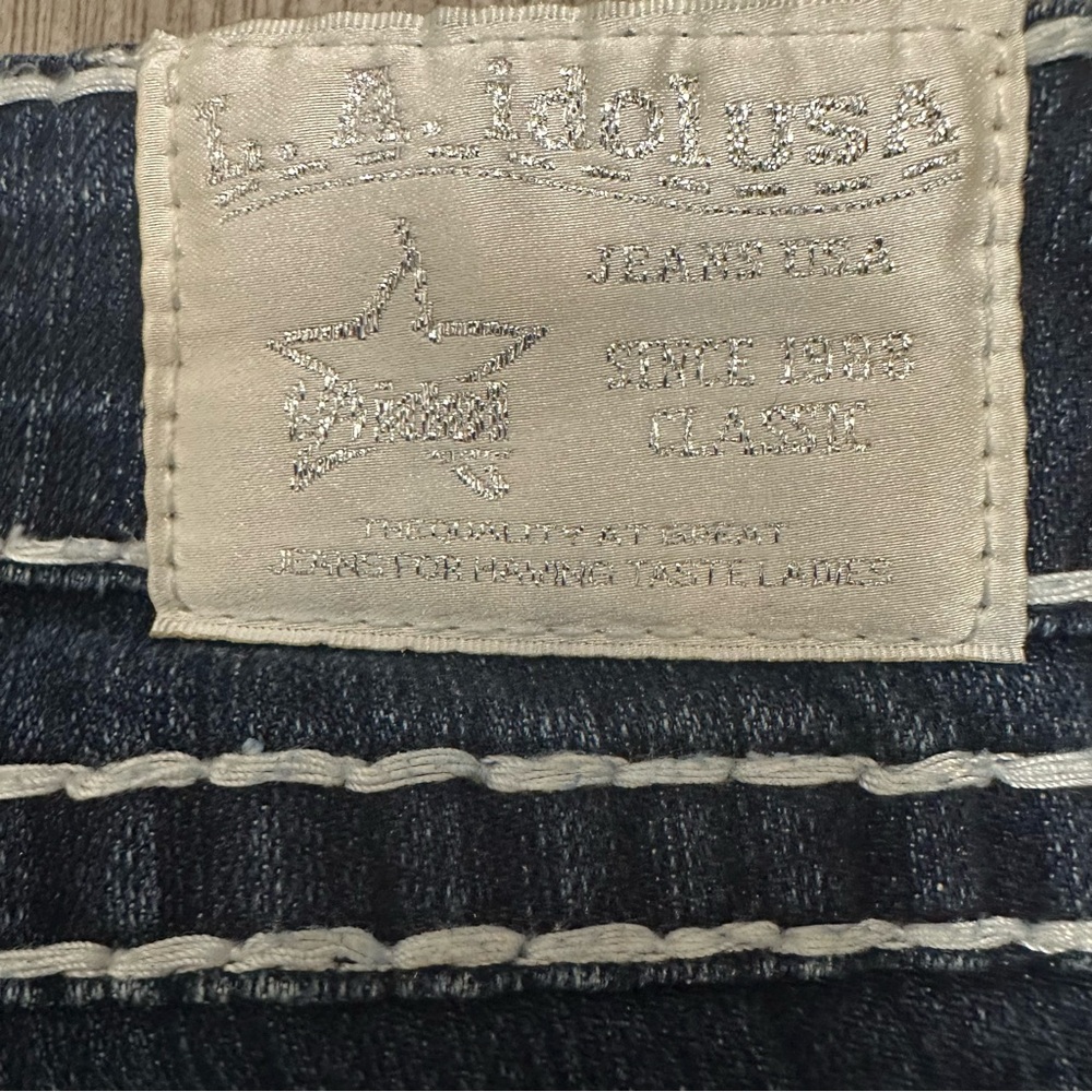 LA Idol Dark Blue Embellished Skinny Jeans with Contrast Stitching 11 - Picture 15 of 16
